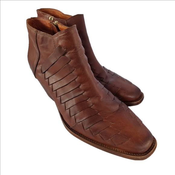 Free People Brown Leather Ankle Boots Size 9 - Picture 4 of 15